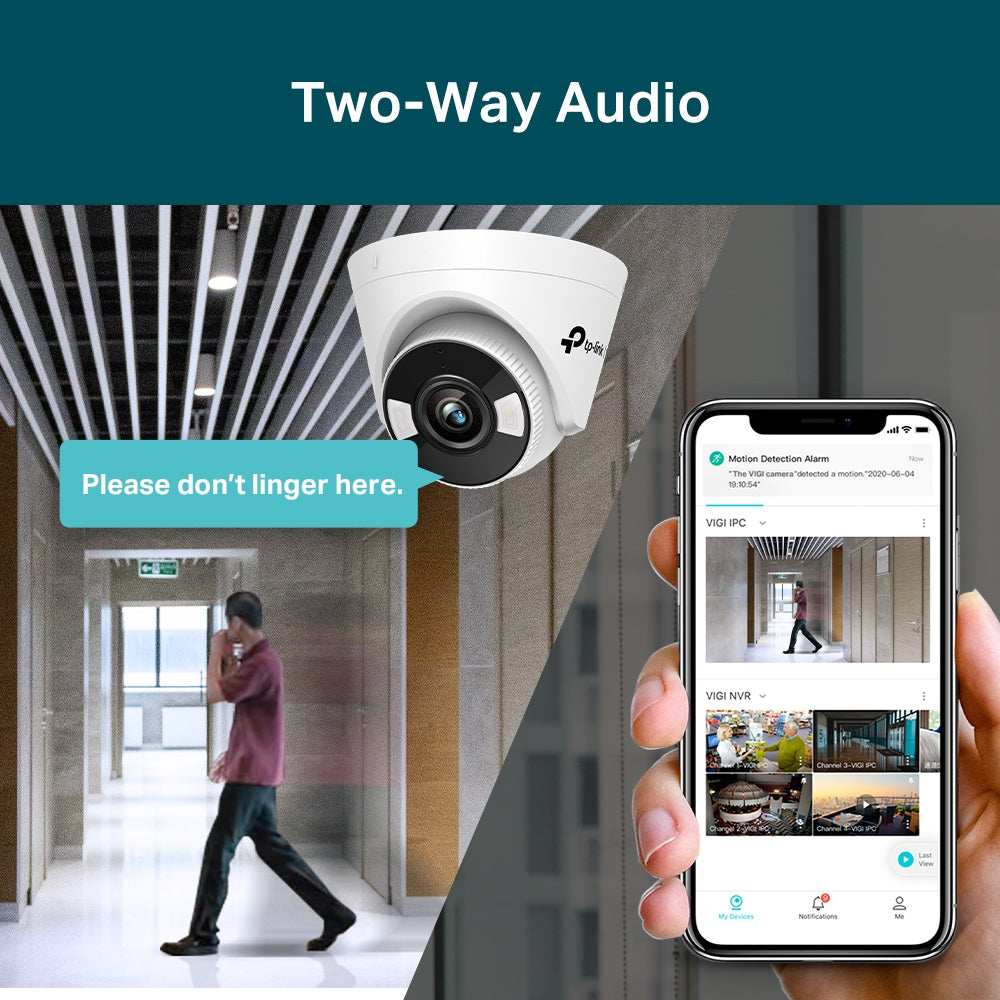 TP-LINK VIGI C440 4MP Super-High Definition Turret Network CCTV Camera | 24h Full-Color | Two-Way Audio | Active Defense TP-LINK VIGI C440 4MP Super-High Definition Turret Network CCTV Camera | 24h Full-Color | Two-Way Audio | Active Defense